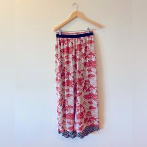 Scotch & Scoda Flowy Wide Leg Pants in Pink/White Print XS